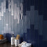 Featuring 3x12 bathroom wall tile. ModLine Midnight Blue series 