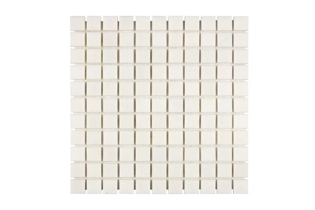 1X1  Mosaic Tile in Thassos White Marble for Elegant Bathroom Floors