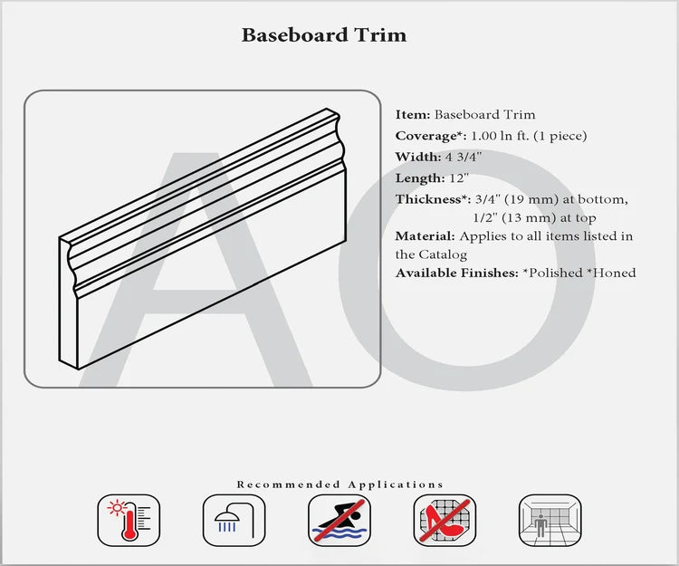Generic 4¾×12 baseboard profile reference; previous alt text incorrectly identified Calacatta Gold.