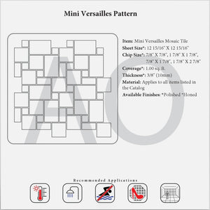 mini versailles pattern mosaic tile product information diagram