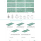 SeraPool Relax Green porcelain pool tile color chart with 9 faces, 13x26 field tile, matching mosaics and pool trim pieces