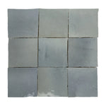 Aveline Aegean Blue 4×4 semi-gloss ceramic mosaic on a mesh-mounted sheet