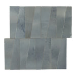 Aveline Aegean Blue semi-gloss trapezoid ceramic mosaic on a mesh-mounted sheet