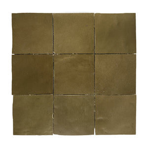 Aveline Amber Clay 4×4 semi-gloss ceramic mosaic on a mesh-mounted sheet