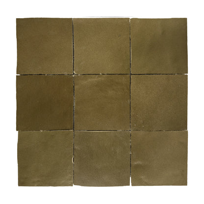 Aveline Amber Clay 4×4 semi-gloss ceramic mosaic on a mesh-mounted sheet