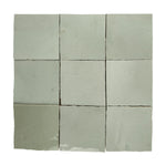Aveline Celadon Mist 4×4 semi-gloss ceramic mosaic on a mesh-mounted sheet
