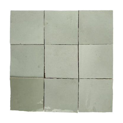Aveline Celadon Mist 4×4 semi-gloss ceramic mosaic on a mesh-mounted sheet