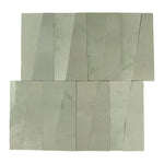 Aveline Celadon Mist semi-gloss trapezoid ceramic mosaic on a mesh-mounted sheet