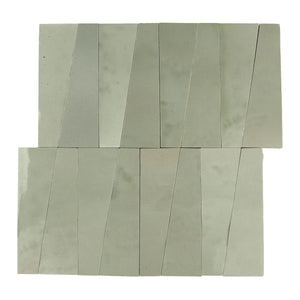 Aveline Celadon Mist semi-gloss trapezoid ceramic mosaic on a mesh-mounted sheet