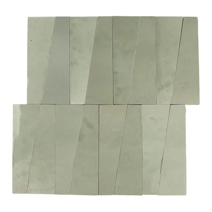 Aveline Celadon Mist semi-gloss trapezoid ceramic mosaic on a mesh-mounted sheet