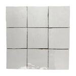 Aveline Chalk White 4×4 semi-gloss ceramic mosaic on a mesh-mounted sheet