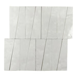 Aveline Chalk White semi-gloss trapezoid ceramic mosaic on a mesh-mounted sheet