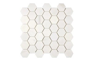 2 inch hexagon white marble mosaic tile