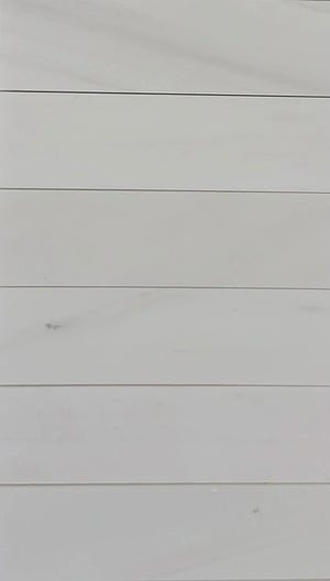 Bianco Dolomite 4×12 inches marble subway tile finish or layout view.