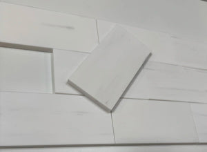 Bianco Dolomite 6×12 inches marble subway tile finish or layout view.