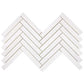Bianco Dolomite 1x6 polished herringbone mosaic tile for luxurious kitchen backsplashes and shower walls.