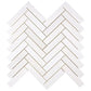 Bianco Dolomite 1x4 polished herringbone mosaic tile for elegant kitchen backsplashes and shower walls.