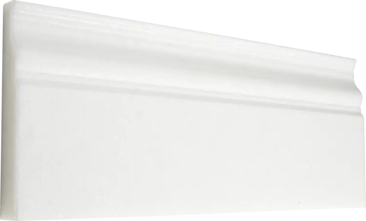 Bianco Dolomite marble 4¾×12 baseboard in polished or honed finish.