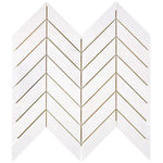 Bianco Dolomite polished large chevron marble mosaic tile for elegant kitchen backsplashes and feature walls.