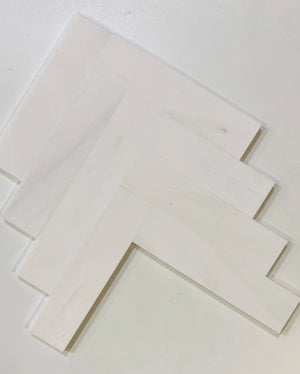 Bianco Dolomite 2×8 inches marble subway tile finish or layout view.