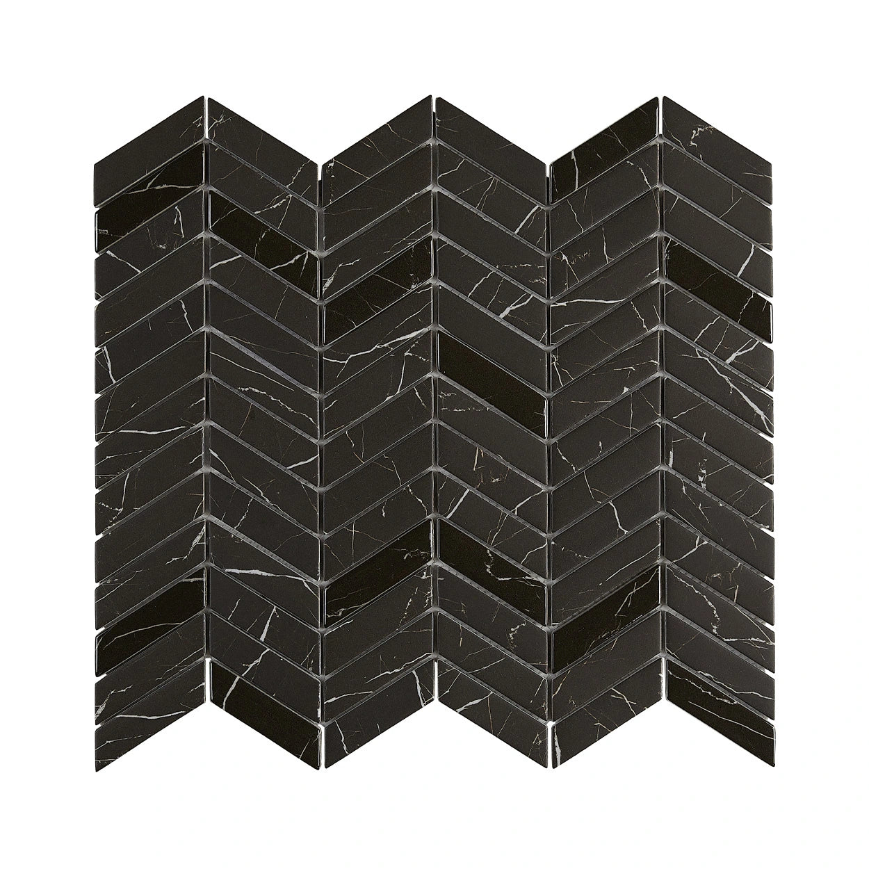 Black Glass Chevron mosaic tile_bold feature for contemporary living space