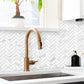 Timeless Elegance Marble Inspired Mosaic Collection: Imperial Calacatta Herringbone Mosaic kitchen backsplash