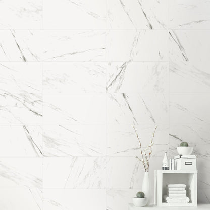 Alpine White Porcelain Tile:Wall application for minimalistic bathroom designs.