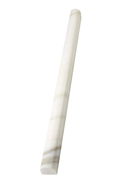 Calacatta Gold marble ¾×12 bullnose liner profile reference.