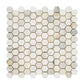 Calacatta Gold Marble 1-Inch Hexagon Mosaic – Polished Finish – Luxury White & Gold Veining