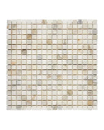 Calacatta Gold Marble 5/8 x 5/8 Mosaic – Polished Finish – Luxury White & Gold Veining
