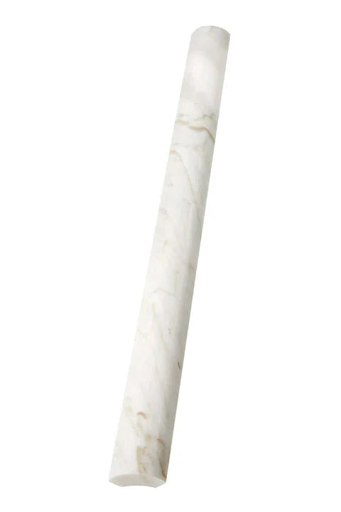 Calacatta Gold marble 1×12 quarter round liner profile reference.