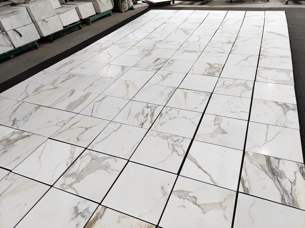 Italian Calacatta Gold Marble 18×18 – Classic White & Gold Tile for Sophisticated Homes