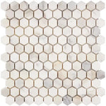 Calacatta Gold Marble 1-Inch Hexagon Mosaic – Honed Finish – Elegant Matte Texture