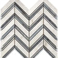 Calacatta Gold polished Large Chevron Marble Mosaic with Blue Stripes for bold kitchen backsplashes and bathroom walls.