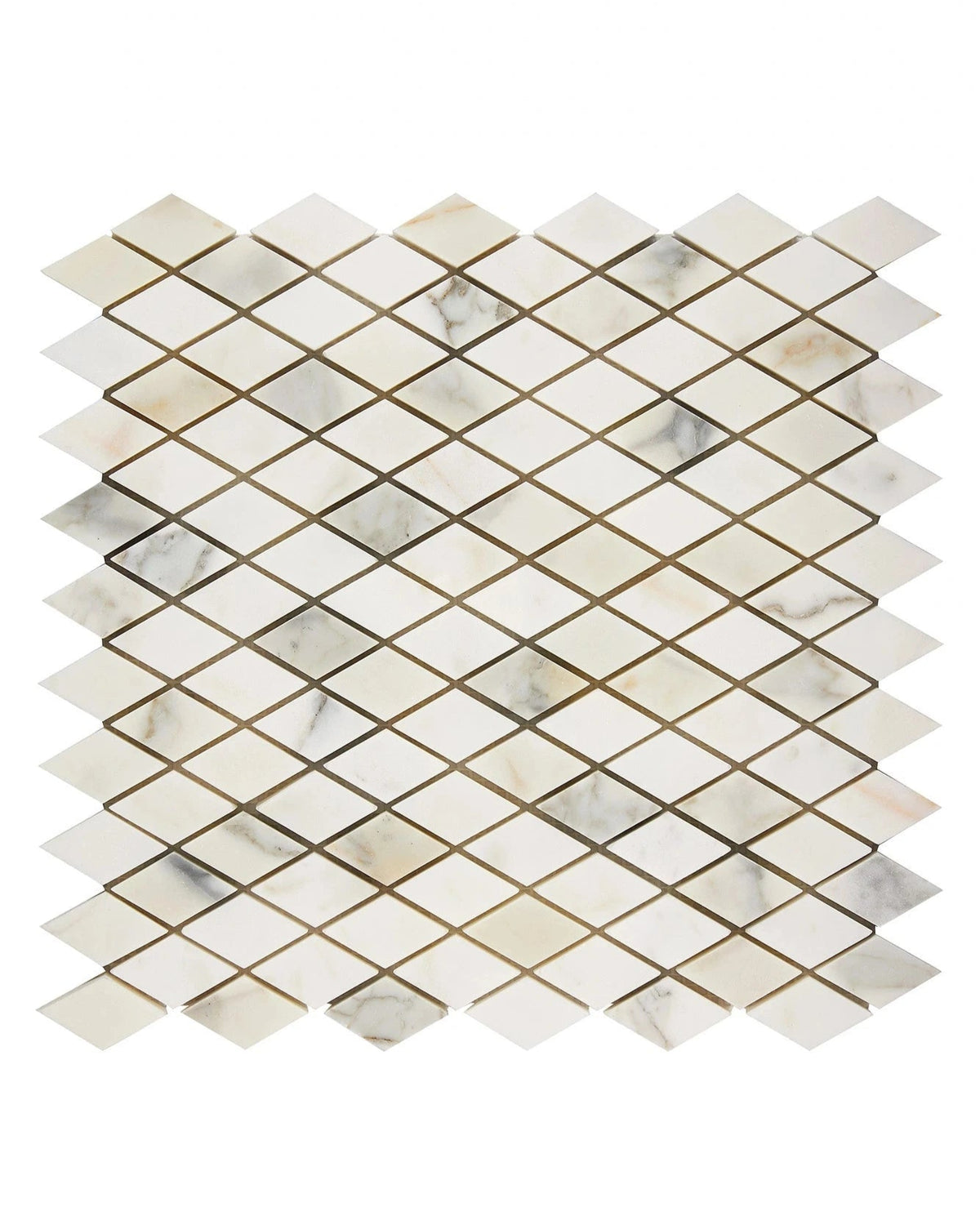 Calacatta Gold diamond marble mosaic in polished or honed finish.