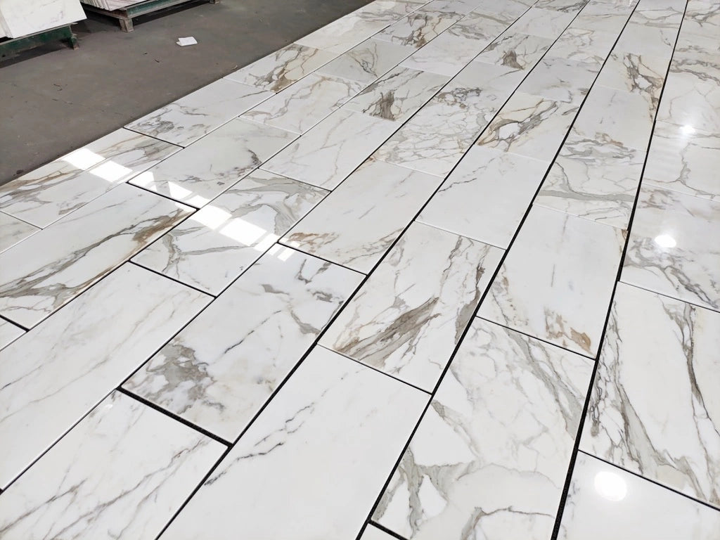 Calacatta Gold Italian Marble Tile – 18x36 Polished Finish with Luxurious Gold Veining