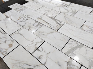 Calacatta Gold Polished Marble Tile – Premium White Marble with Golden Veining