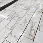 Polished vs. Honed Calacatta Gold Marble Tile – Side-by-Side Texture Comparison