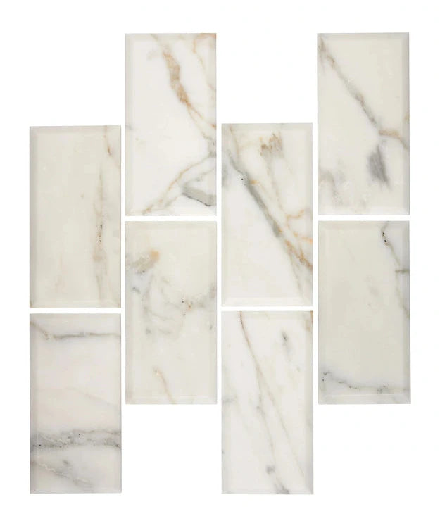 Calacatta Gold 3 x 6 Subway Tile – Polished Finish – Luxury White & Gold Veining