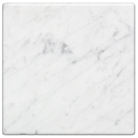 Carrara White Gioia polished 4 x 4 marble subway tile for sleek kitchen backsplashes and modern bathroom walls.