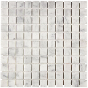 Carrara White Gioia honed 1×1 square marble mosaic.