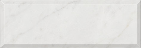 Carrara White Gioia marble 4×12 deep-beveled reference tile.