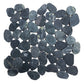 Java Onyx Mosaic Tile – 12”x12” Bold Black Sliced Pebbles for Striking Interiors.