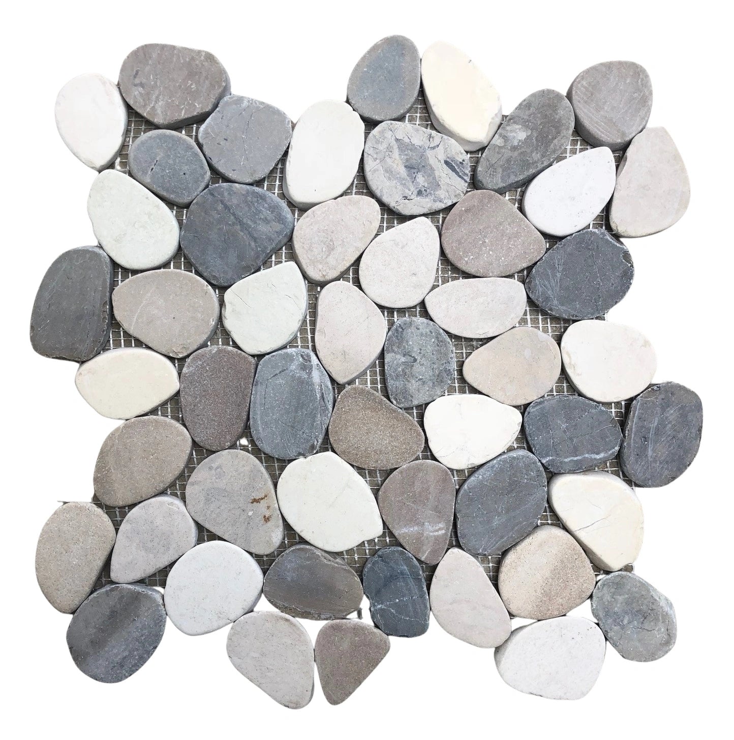 Medan Blend Mosaic Tile – 12”x12” Vibrant Pebble Mix for Dynamic Spaces.