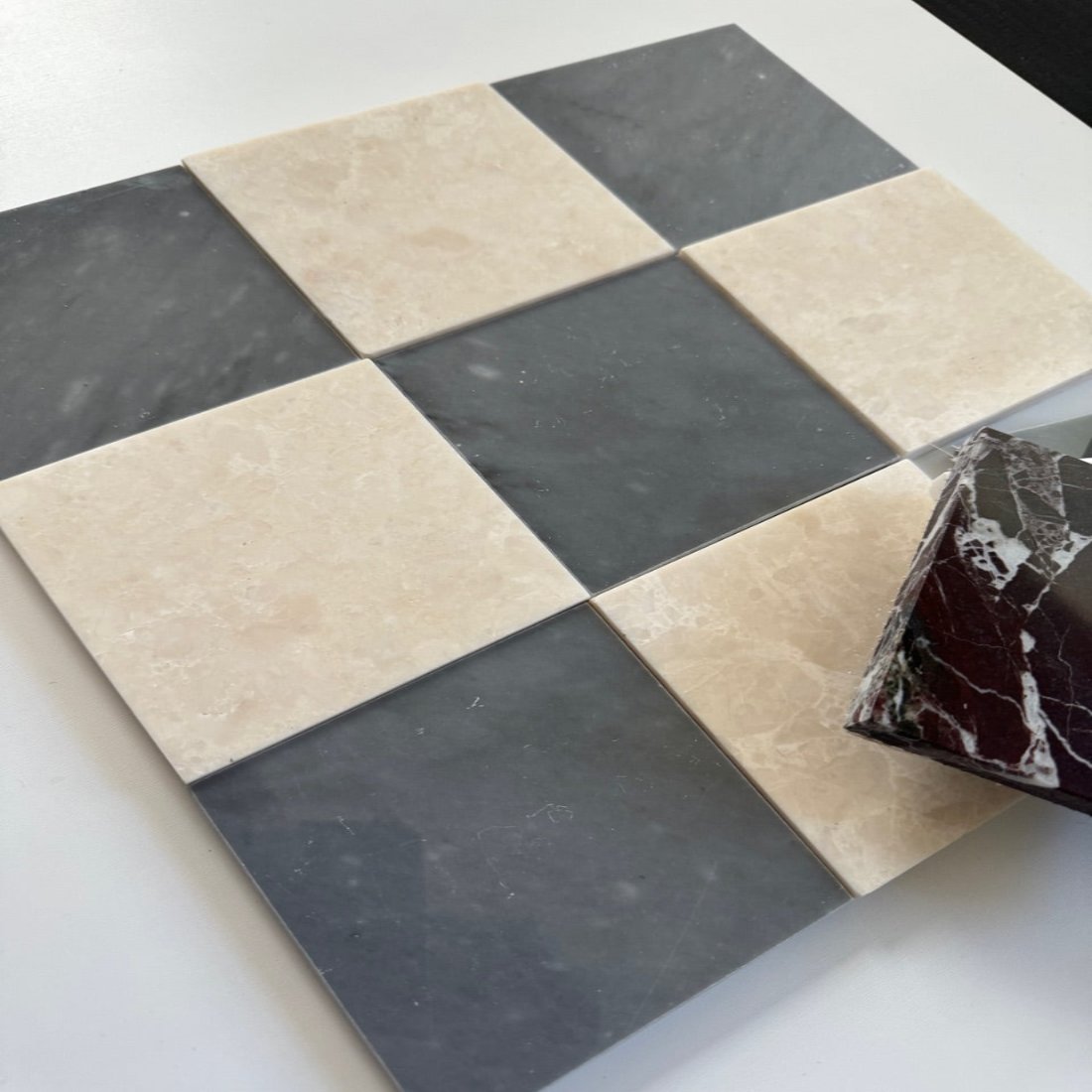 Bardiglio Imperial / White Pearl Checkerboard Tiles Polished or Honed - Tile  