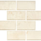 Crema Marfil polished 3 x 6 deep beveled subway marble tile for elegant kitchen backsplashes and bathroom walls.