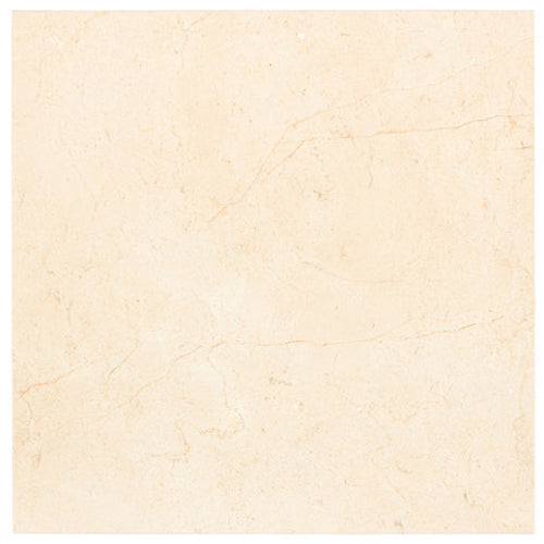 Crema Marfil polished 18×18 marble tile.