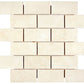Crema Marfil honed 2 x 4 mosaic tile for modern shower walls and decorative accents.