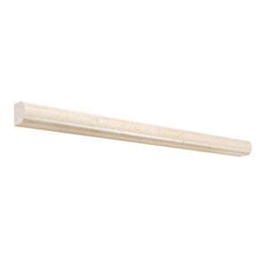 Crema Marfil honed ¾×12 bullnose liner.