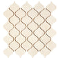 Crema Marfil honed arabesque mosaic tile for modern shower floors and decorative accents.